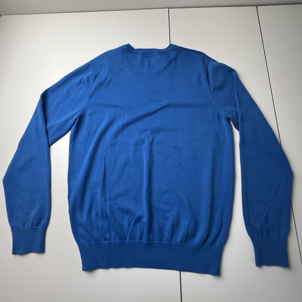 Lacoste Sweater Men's Size 4 (Medium) Blue Cotton V Neck Crocodile Logo Pullover - Picture 13 of 13